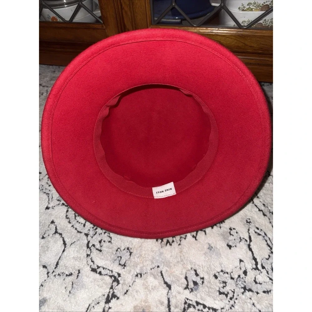 Nine West Red Wool Cloche Bucket Hat